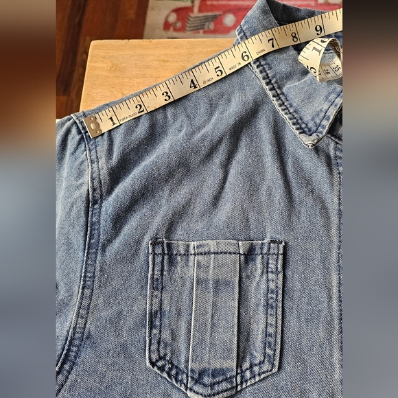 Denim Floral Maxi Shirt fits like L/XL - Picture 9 of 11